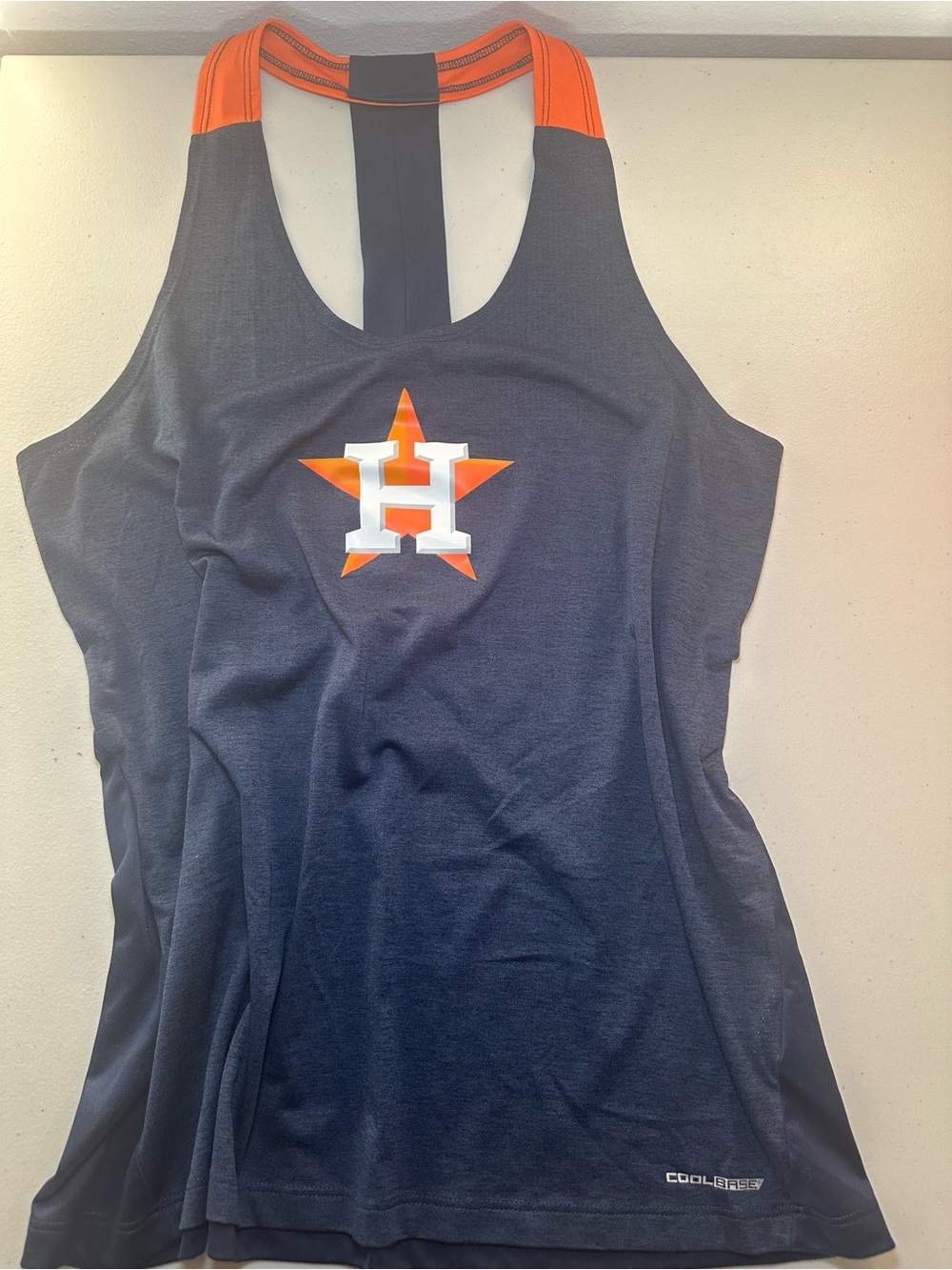 Majestic Navy and Orange Houston Astros Racerback Tank